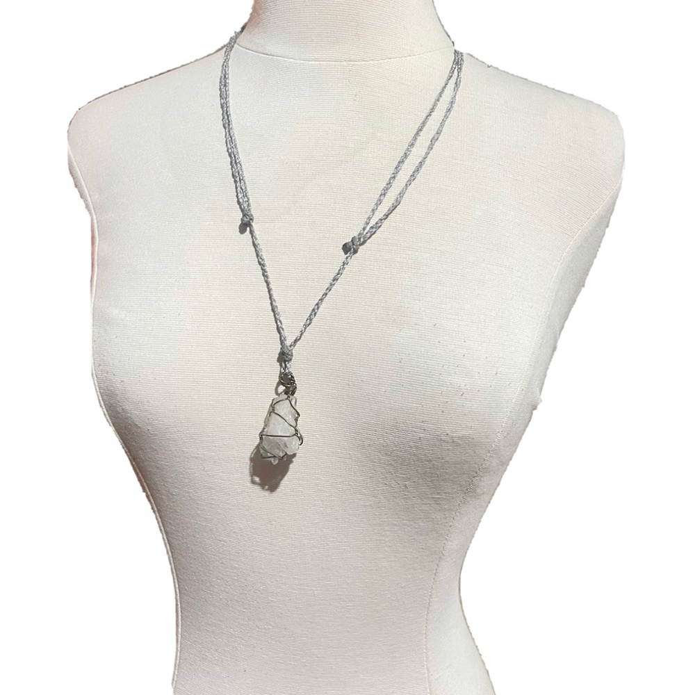 Custom made real quartz crystal gemstone Nugget  Colombian Adjustable necklace